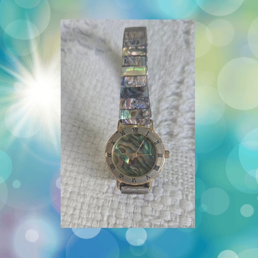 Abalone Shell Watch with Roman Numerals NEEDS BATTERY